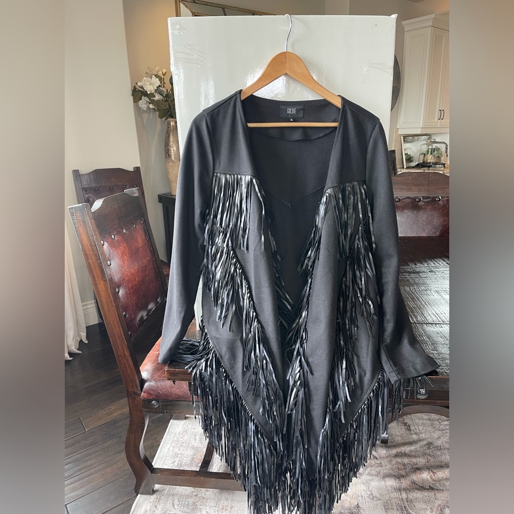 GOLDIE fringe black jacket